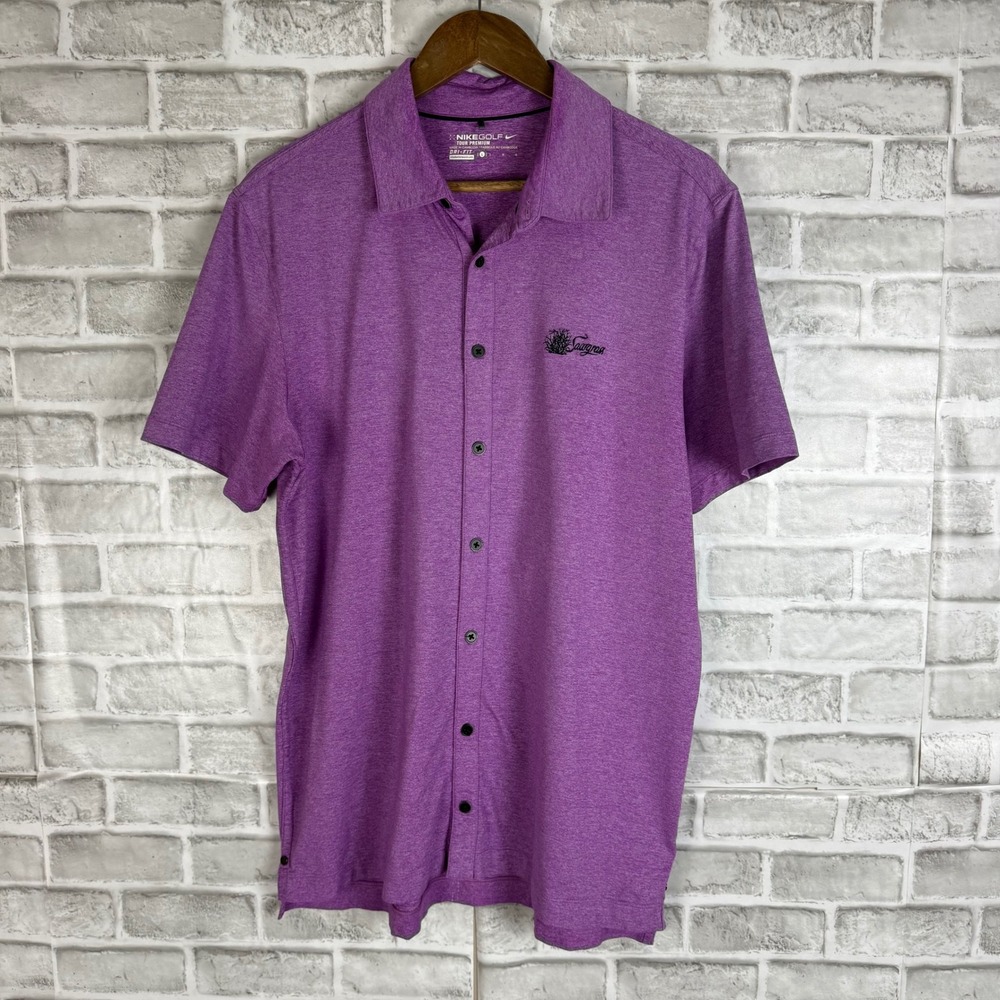 Nike Golf Tour Premium Mens Purple Dri-FIT Sawgrass Button Down Shirt Large